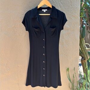 Bebe Black Button Up Mini Dress
